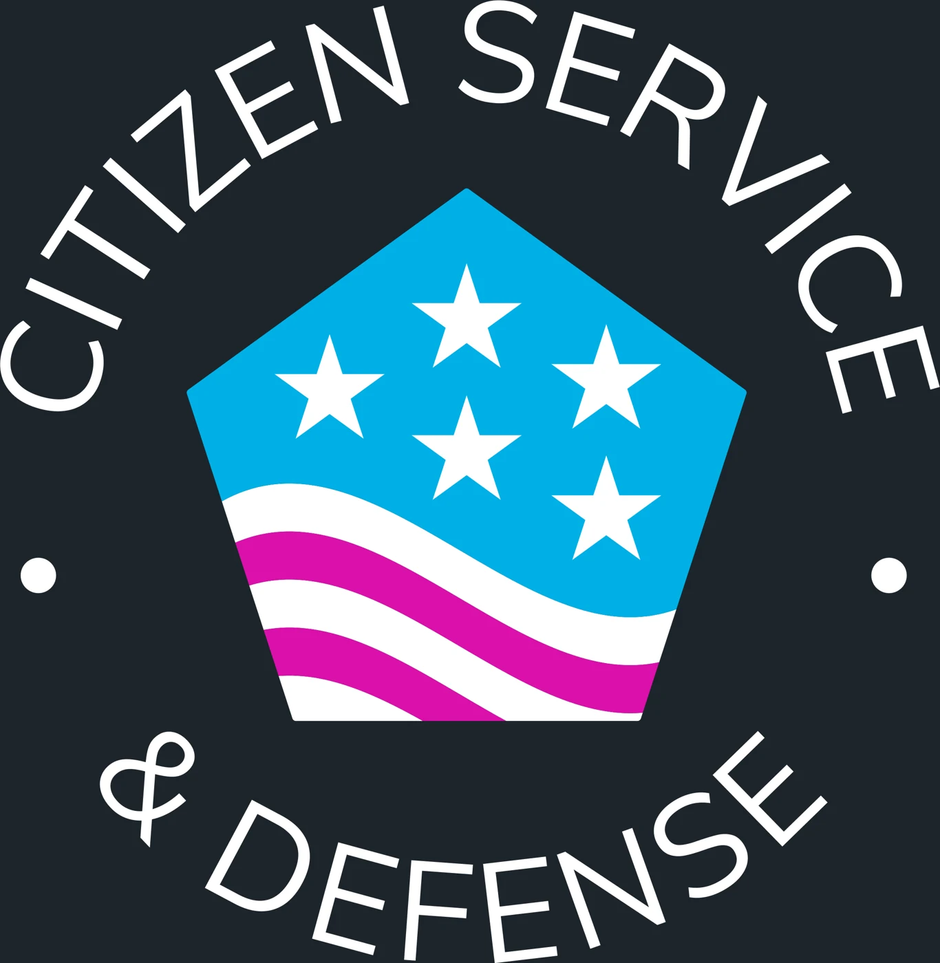 Citizen Service & Defense portfolio seal with a star-spangled pentagon