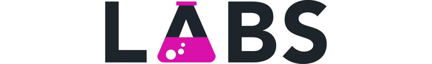 Labs logo with a magenta beaker forming the A