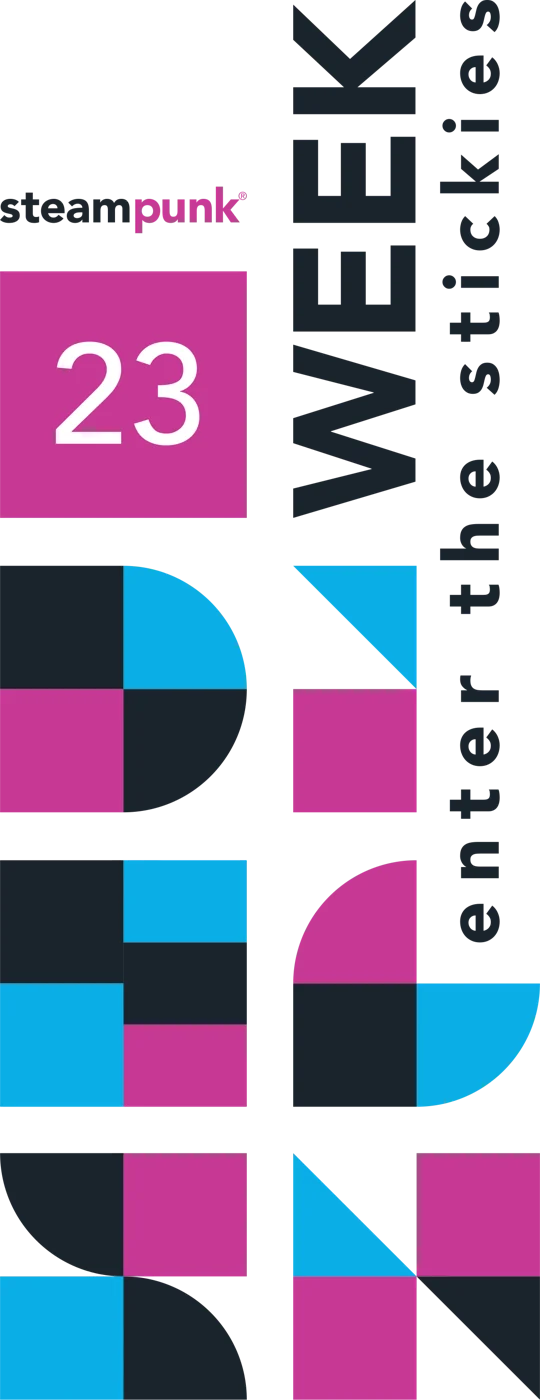 Stacked Design Week '23 poster: the 23 and WEEK lockup over geometric pink, cyan and charcoal blocks
