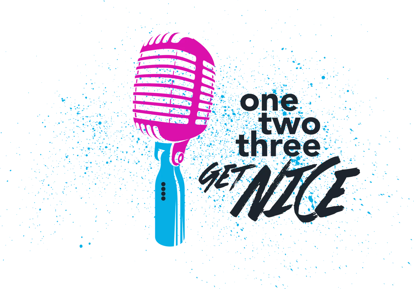 Holiday shirt: a vintage microphone with One Two Three Get Nice