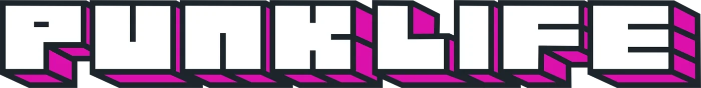 PUNKLIFE in blocky pixel lettering