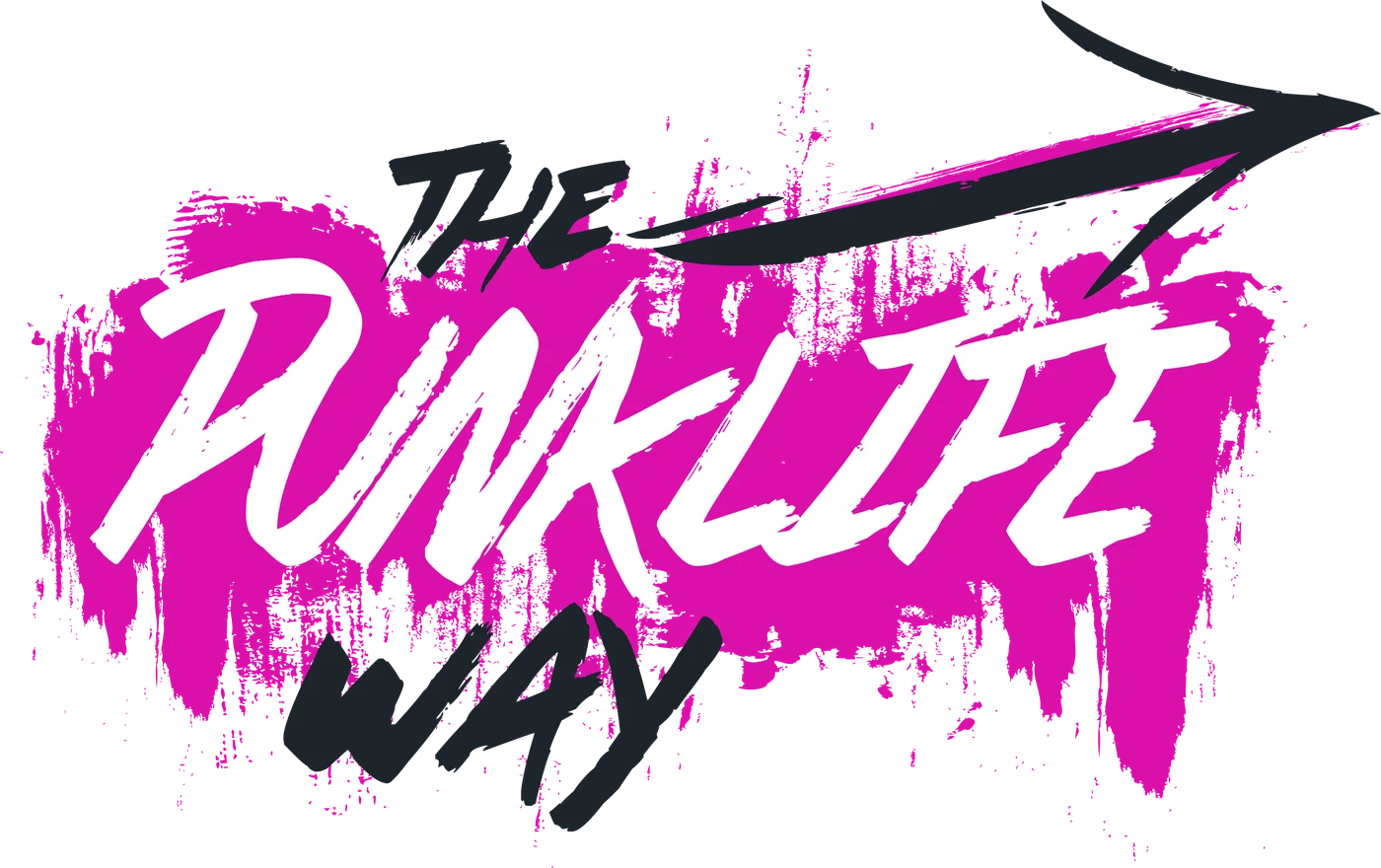 The Punklife Way in white brush script over a magenta paint swipe with an arrow